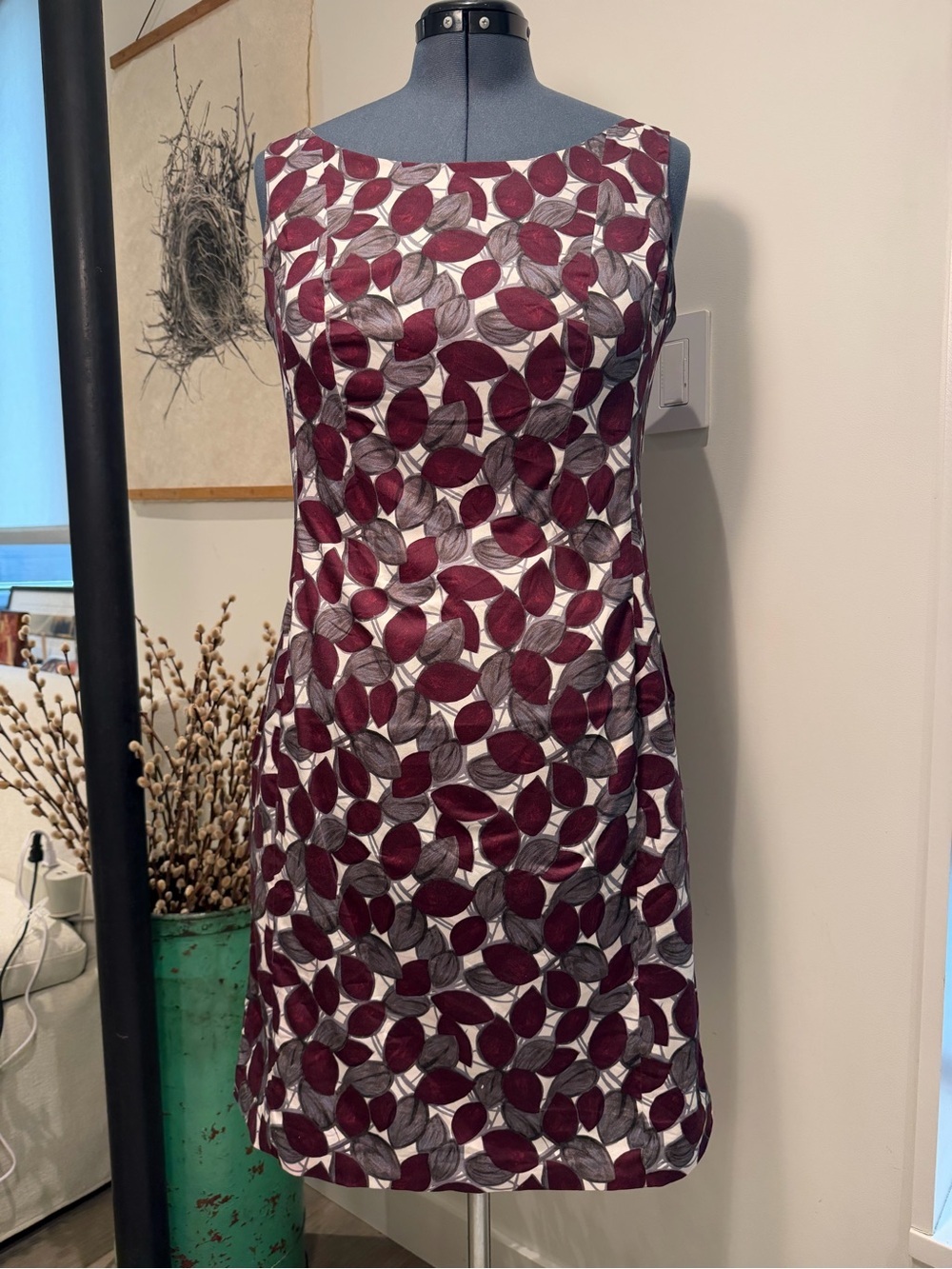 Lavia 18 by Piazza Sempione Leaf Print Sleeveless Dress Sz IT 48 / US 12